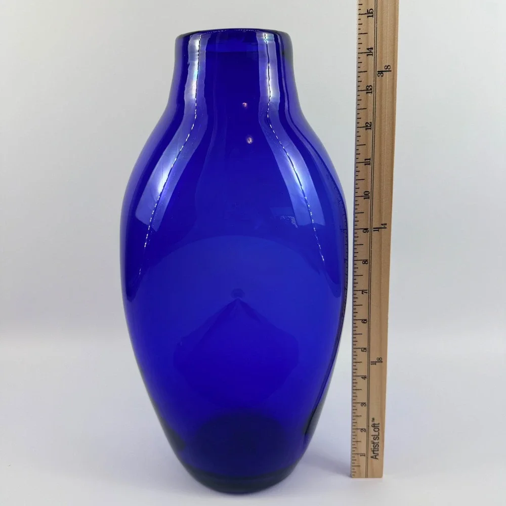 Vintage Blenko 921M Cobalt Blue Art Glass Vase Pre Designer Catalog Form